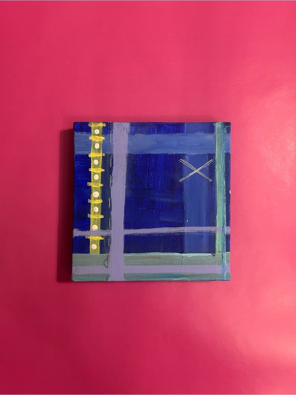 Abstract Blue Grid Canvas PAINTING